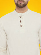 Even Apparels Men's Pure Cotton Cream Kurta