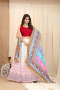 DEIANA'S Beautiful Pure Chinon Jari Silk Weaving Lehengha Choli - White
