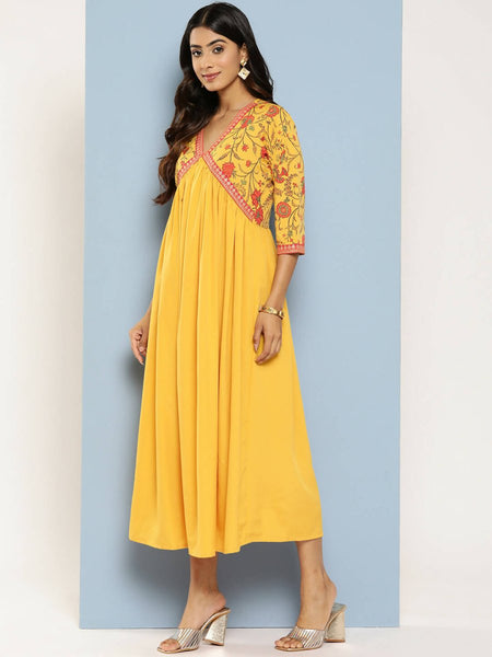 Ahalyaa Women's Traditional wear Ethnic Dress - Mustard