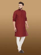 Even Apparels Men's Pure Cotton Maroon Kurta