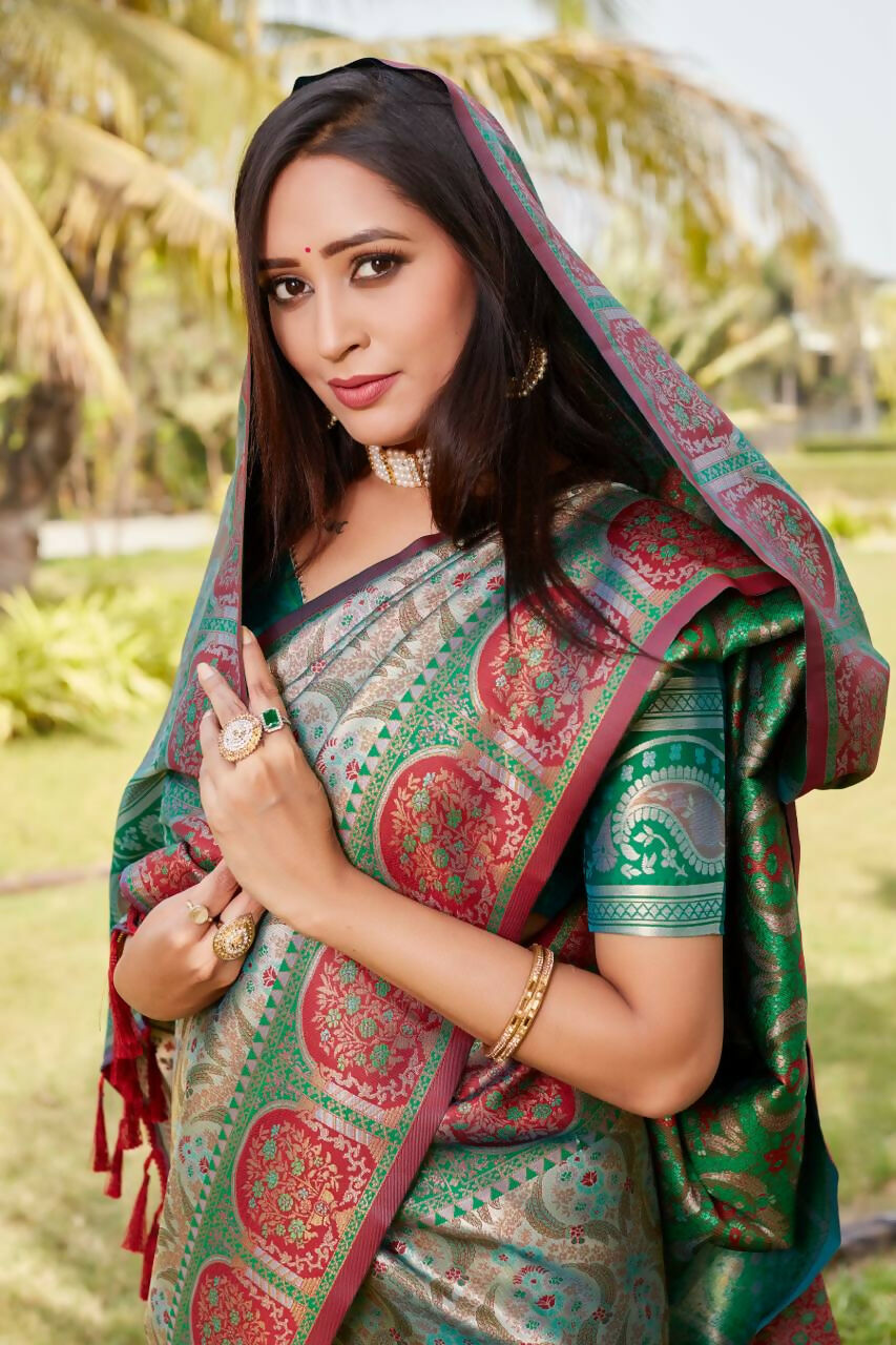 Vastranavya Boutique Collection Kanjivaram Soft Silk Saree With Unstitched Blouse - Brown