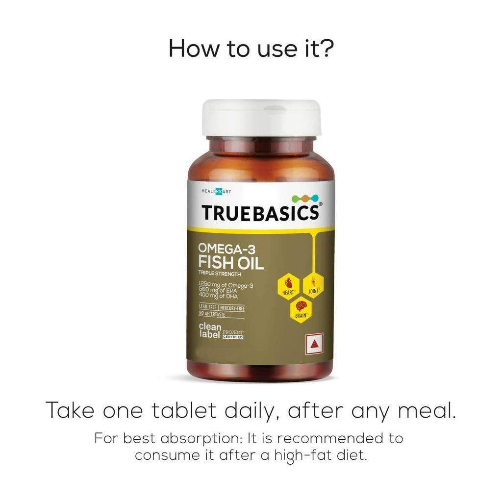 TrueBasics Omega-3 Fish Oil Capsules for Women & Men - Distacart