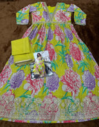 Anaita Mustard Chinon Silk Readymade Anarkali Suit with Embroidery Work - Distacart