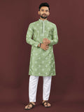 Anaita Green Embroidered Silk Straight Kurta