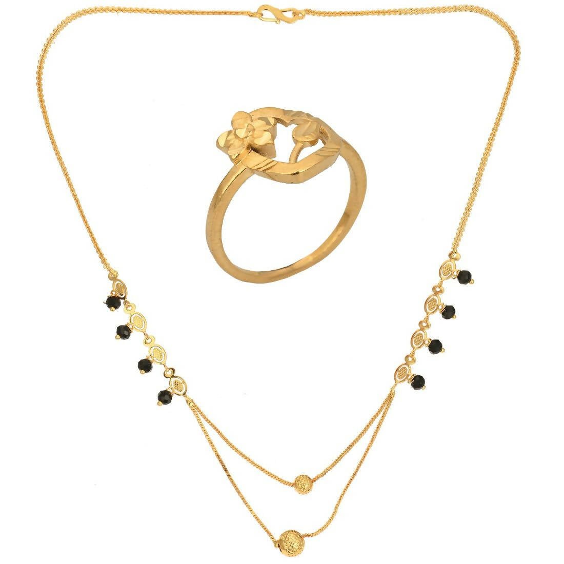 AanyaCentric Gold-plated Mangalsutra & Ring Set - Distacart