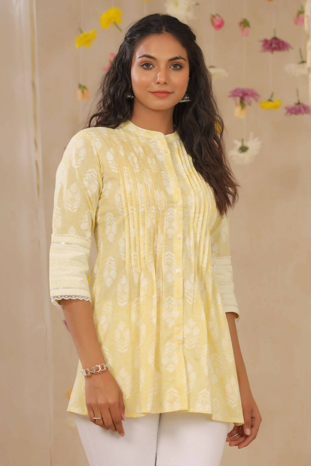 Juniper Women Limeyellow Cambric Printed A-Line Tunic - Distacart