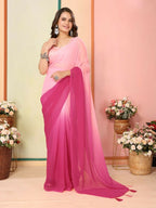 Pink Georgette Pedding Color Printed Ready To Wear Saree - Aalaya