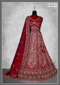 Red Velvet Zardosi Work With Pure Mirror Work Lehenga Choli - Nimaya Tyohar