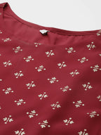Ahalyaa Women Printed Tunic with Palazzos - Maroon Color
