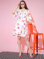 Myshka Women's Multi Floral Printed Empire Dress - Distacart
