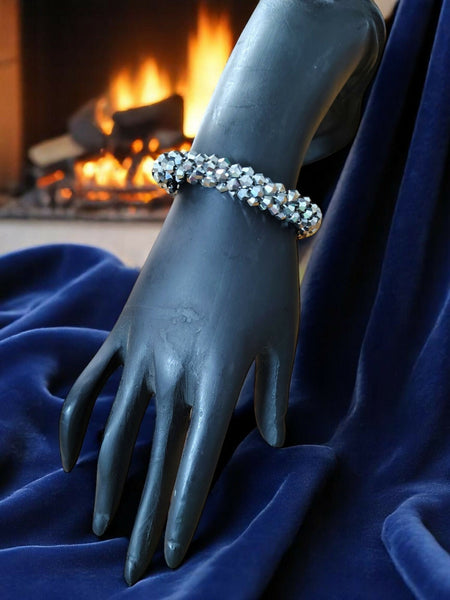 Inhanns Unisex Crystal Bloom – Adjustable Crystal Bead Bracelets - Silver