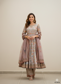 Functional Designer Grey Jam Silk Anarkali suit with Dupatta-Anbazaar - Distacart