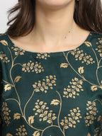 Rudra Bazaar Green Gold Printed Straight Kurta with Gold Printed Skirt & Dupatta - Distacart
