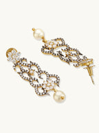 Nuyug 22K Gold-Plated Cubic Zirconia Studded & Pearl Beaded Necklace Set