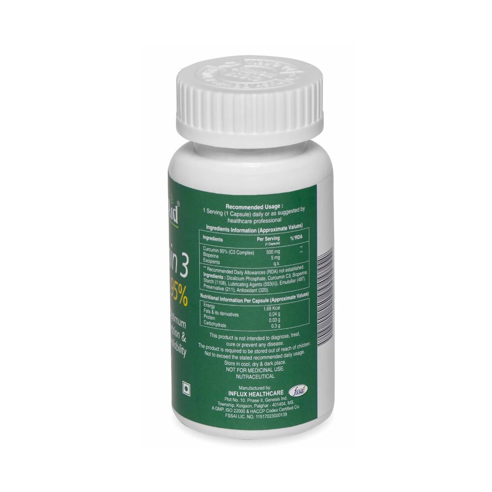 HealthAid Curcumin 3 Standardised with Bioperine 95% Capsules - Distacart