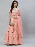 Pink Cotton Embroidered Work Lehenga Choli with Dupatta - Jivika
