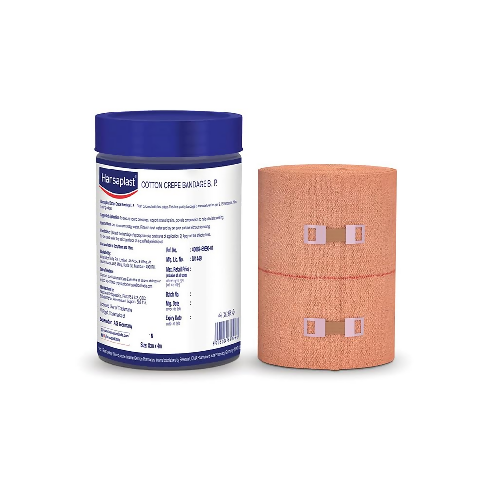 Hansaplast Soft Cotton Crepe Bandage For Pain Relief - 8CM X 4MTR - Distacart