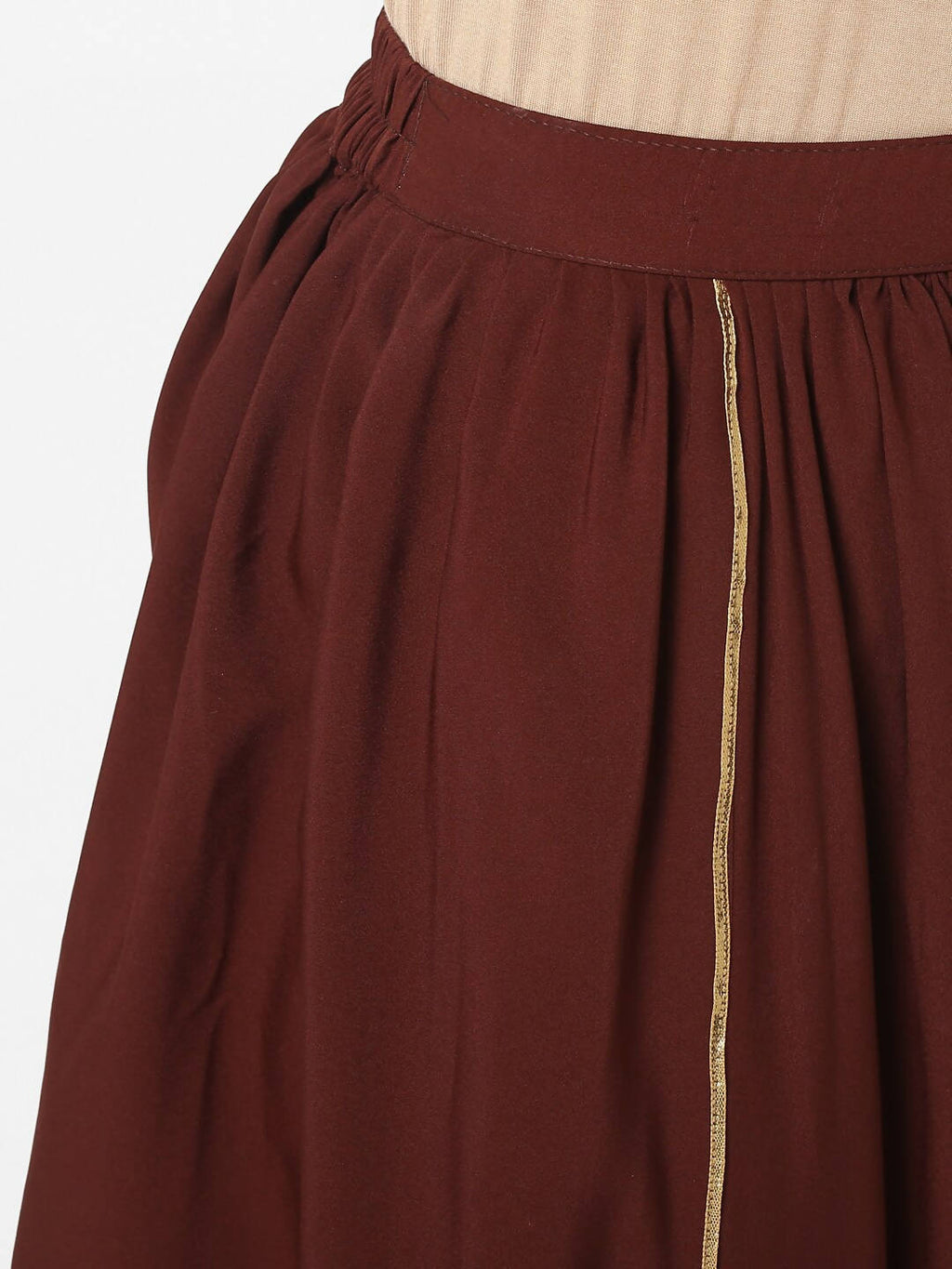 Janasya Peach-Coloured & Maroon Printed Angrakha Gotta Patti Kurta with Dhoti Pants - Distacart