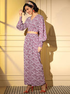 Pink Crepe Digital Printed Top With Matching Trouser - Shivani