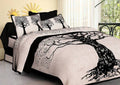 Vamika Printed Cotton Cream & Black Bedsheet With Pillow Covers (LEOC_SKTREE_BL)