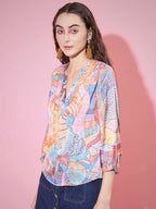 Myshka Women's Multi Printed V-Neck Top