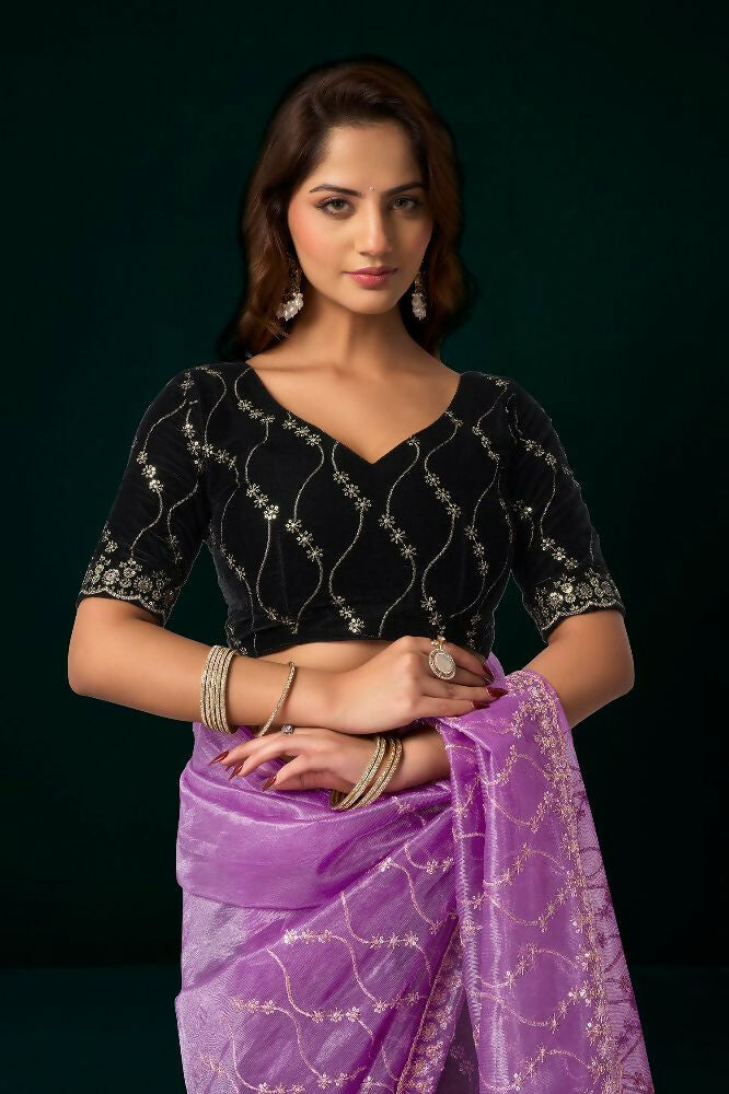 Joban Fashion Lavender Net Party Wear Sarees - Distacart