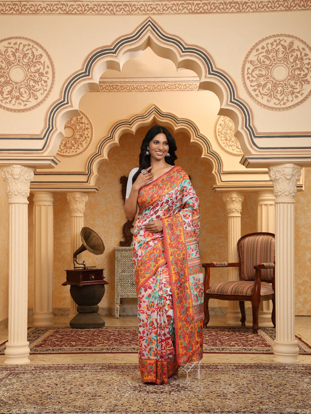 Shree Shyam Fashion Linen Cotton(Woven Work) Multicolour Saree - Distacart