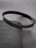 NVR Men's Black Rhodium-Plated Stainless Steel Kada Bracelet - Distacart