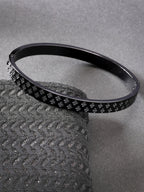 NVR Men's Black Rhodium-Plated Stainless Steel Kada Bracelet - Distacart