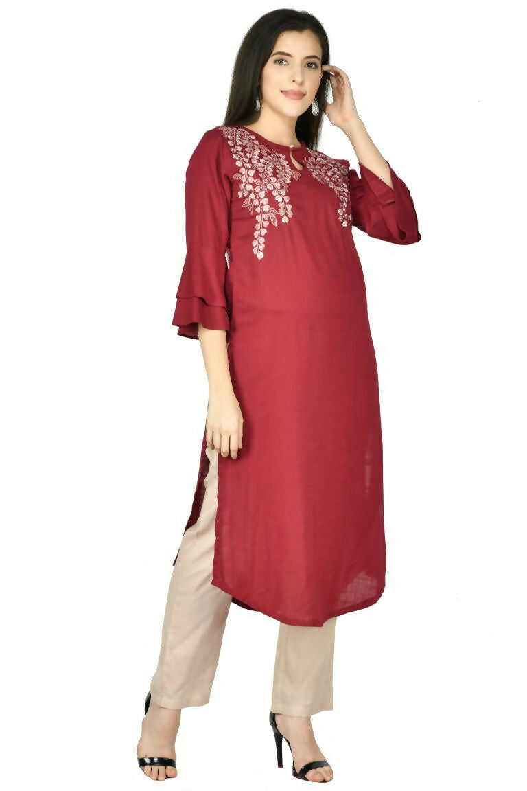 Joban Fashion Wine Cotton Rayon Kurta Set