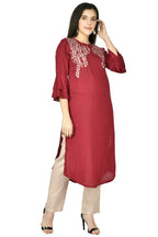 Joban Fashion Wine Cotton Rayon Kurta Set