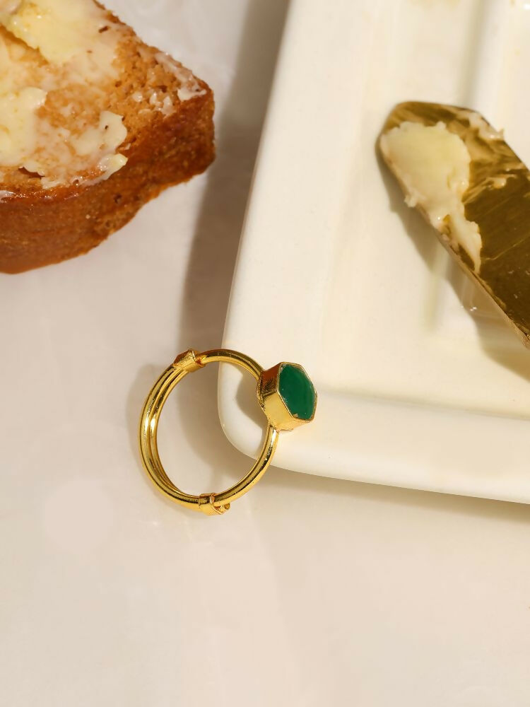 Natural Stone Green Hexagon Ring - Ruby Raang