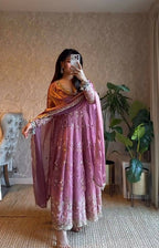 Teeya Creation Pink Color Faux Georgette Long Party Wear Gown - Distacart