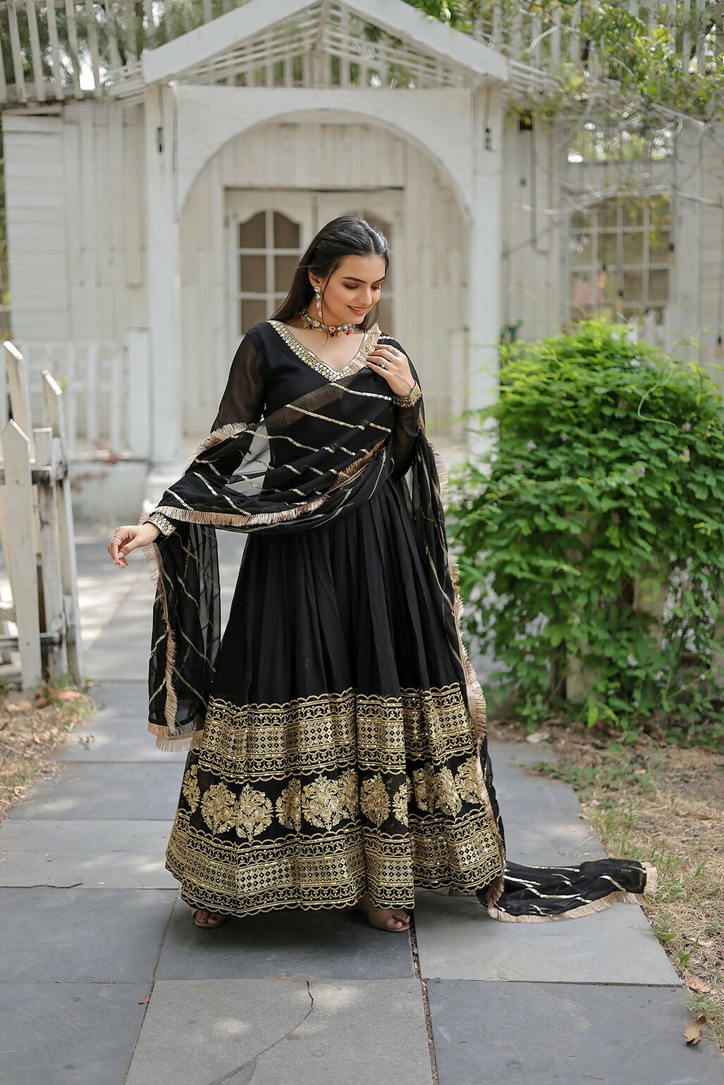 Joban Fashion Black Georgette Sequence Embroidery Work Kurta Set - Distacart