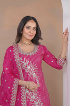 Teeya Creation Pink Color Natural Crepe Silk Wedding Wear Trending Salwar Suit - Distacart