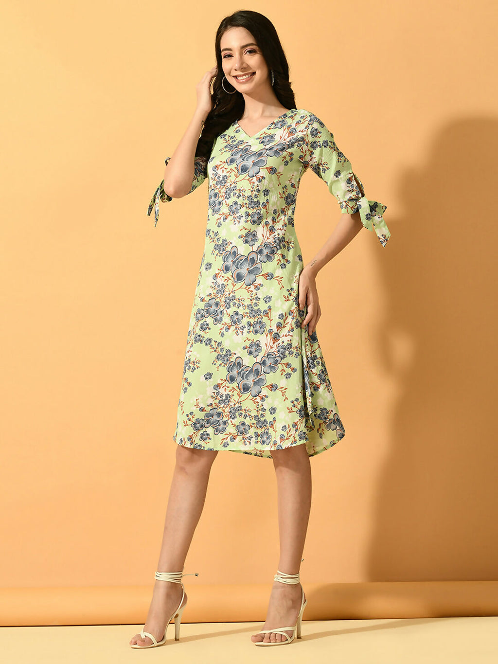 Myshka Women's Lime Green A-Line Party Dress - Distacart