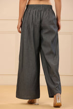 Juniper Women's Grey Denim Solid Flared Pant/Slim Pant - Distacart