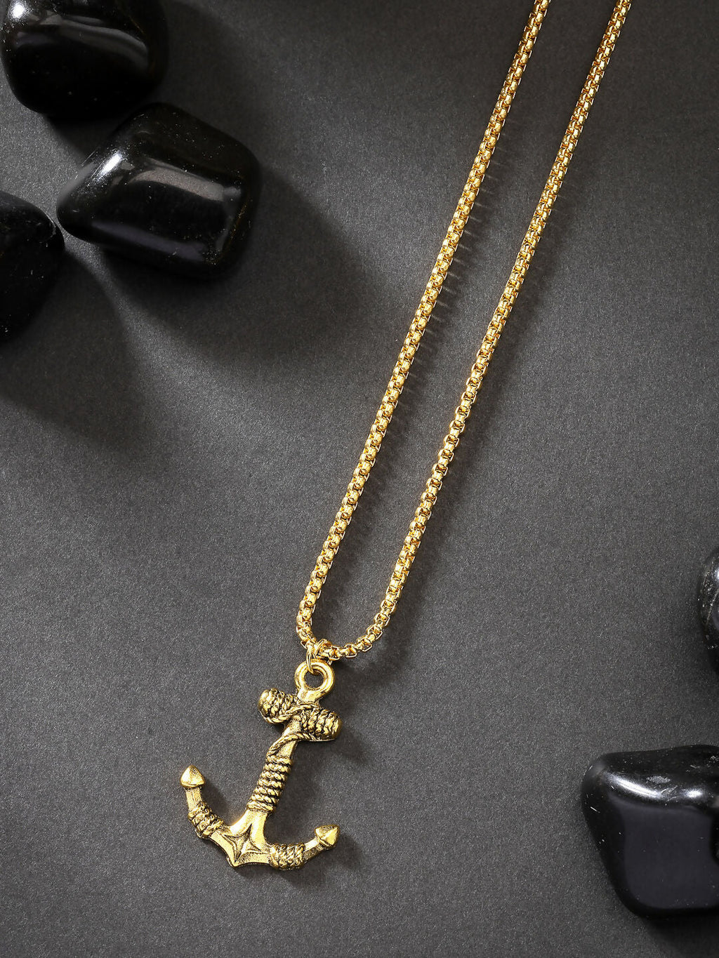 NVR Men Set of 2 Silver & Gold Stainless Steel Pendant with Chain