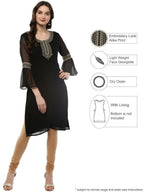 Ahalyaa Women's Black Georgette Glitter Print Kurta - Distacart
