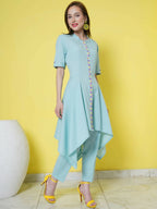 Women Republic Light Blue Cotton Kurta Set - Distacart