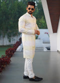 Prazu Fashion Light Green Cotton Embroidered Shading Print Kurta