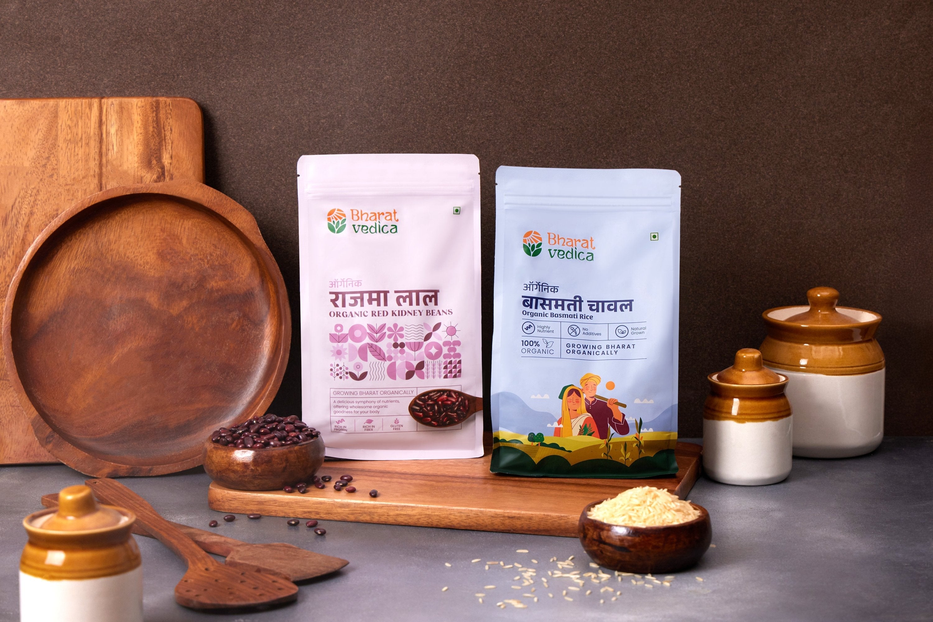 Bharat Vedica Rajma Chawal Delight (Organic Rajma Red 1kg + Organic Basmati Chawal 1kg) - Distacart