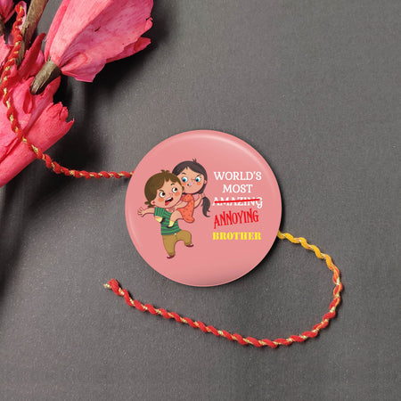 Indianvibez Annoying Brother Metal Rakhi with Fridge Magnet - Kids Rakhi
