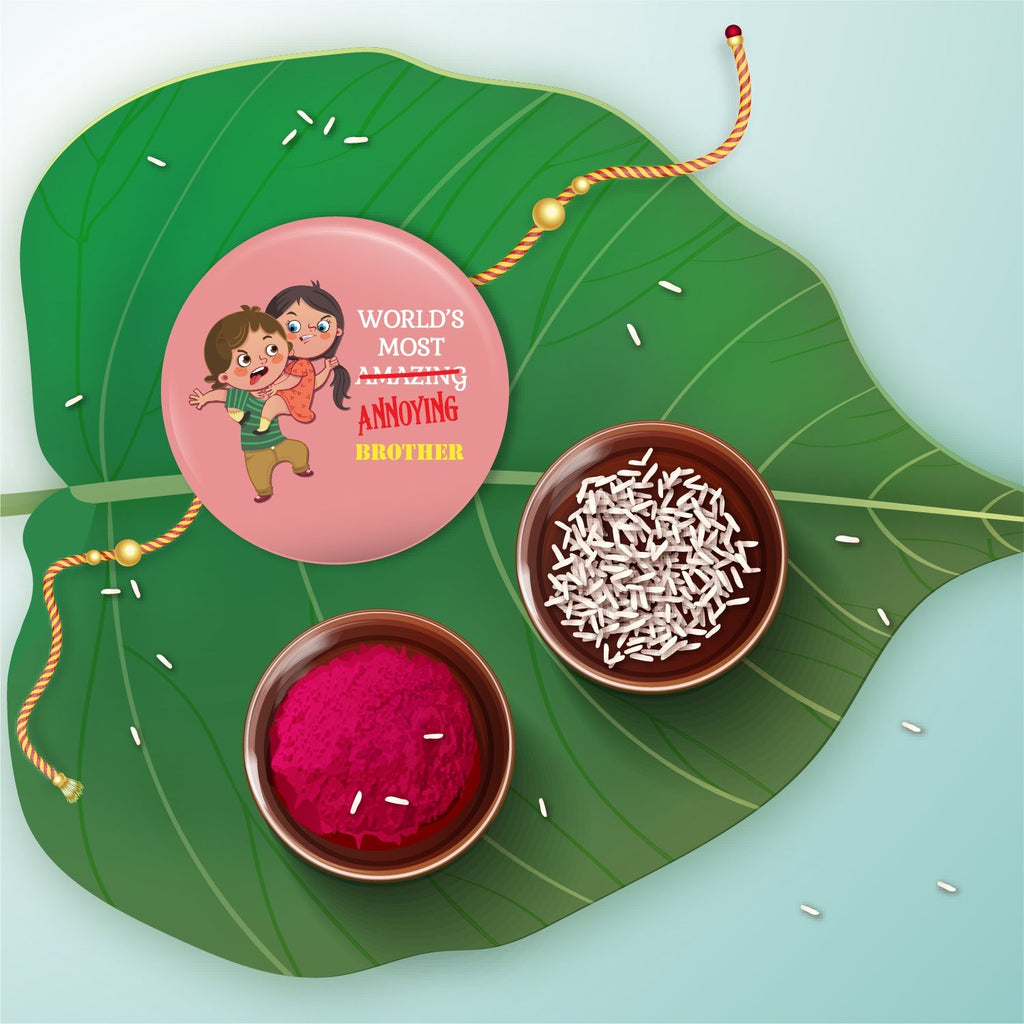 Indianvibez Annoying Brother Metal Rakhi with Fridge Magnet - Kids Rakhi - Distacart