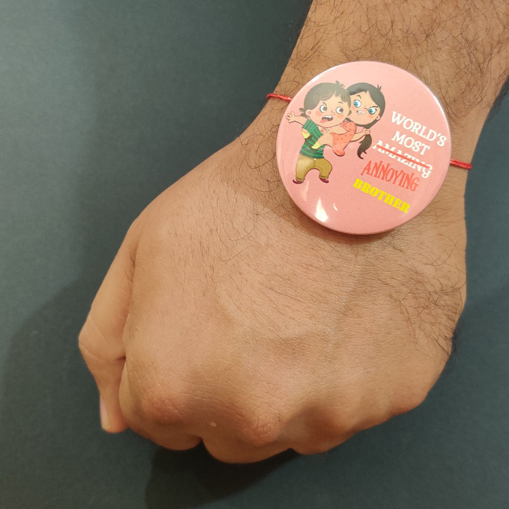 Indianvibez Annoying Brother Metal Rakhi with Fridge Magnet - Kids Rakhi - Distacart
