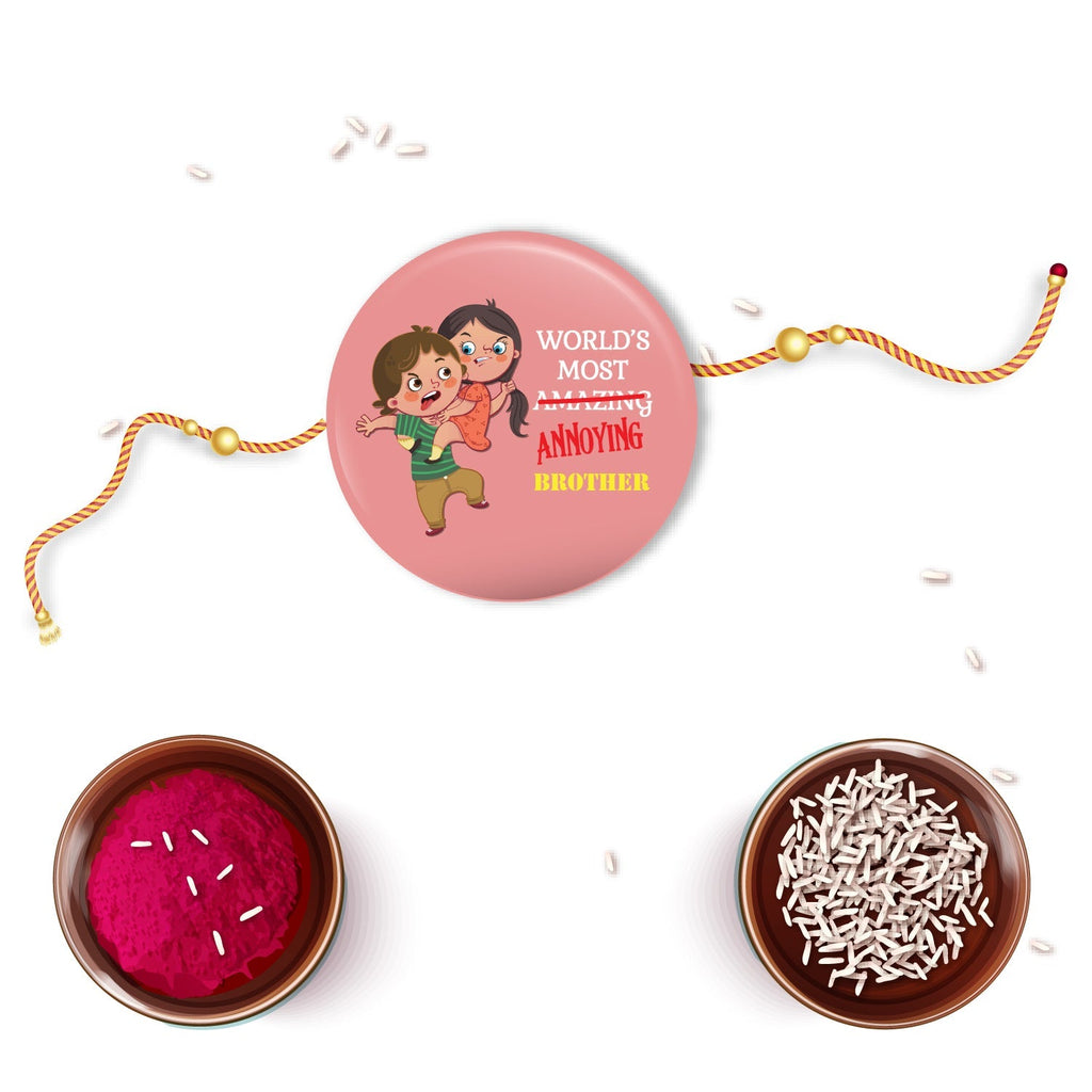 Indianvibez Annoying Brother Metal Rakhi with Fridge Magnet - Kids Rakhi - Distacart