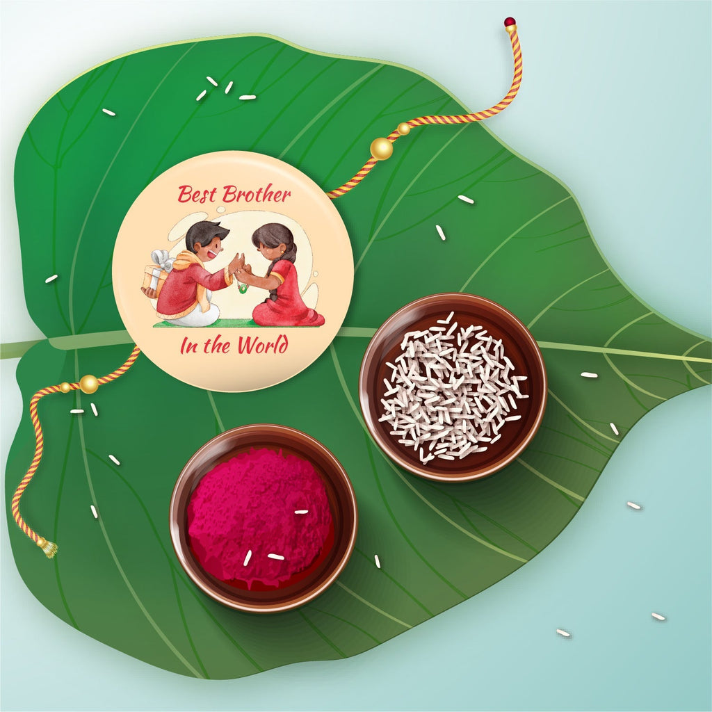 Indianvibez Best Brother in the World Metal Rakhi with Fridge Magnet - Kids Rakhi - Distacart