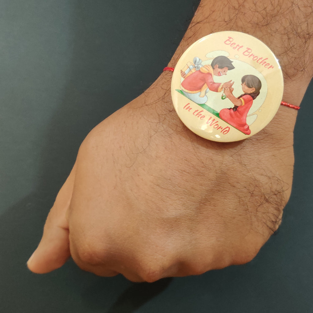 Indianvibez Best Brother in the World Metal Rakhi with Fridge Magnet - Kids Rakhi - Distacart