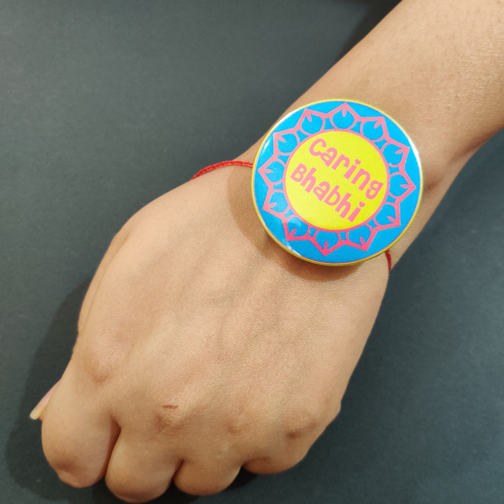Indianvibez Caring Bhabhi Metal Rakhi/Lumba with Fridge Magnet - Kids Rakhi - Distacart
