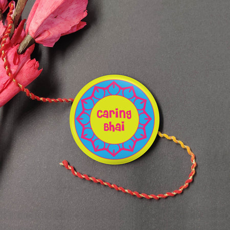 Indianvibez Caring Bhai Metal Rakhi with Fridge Magnet - Kids Rakhi